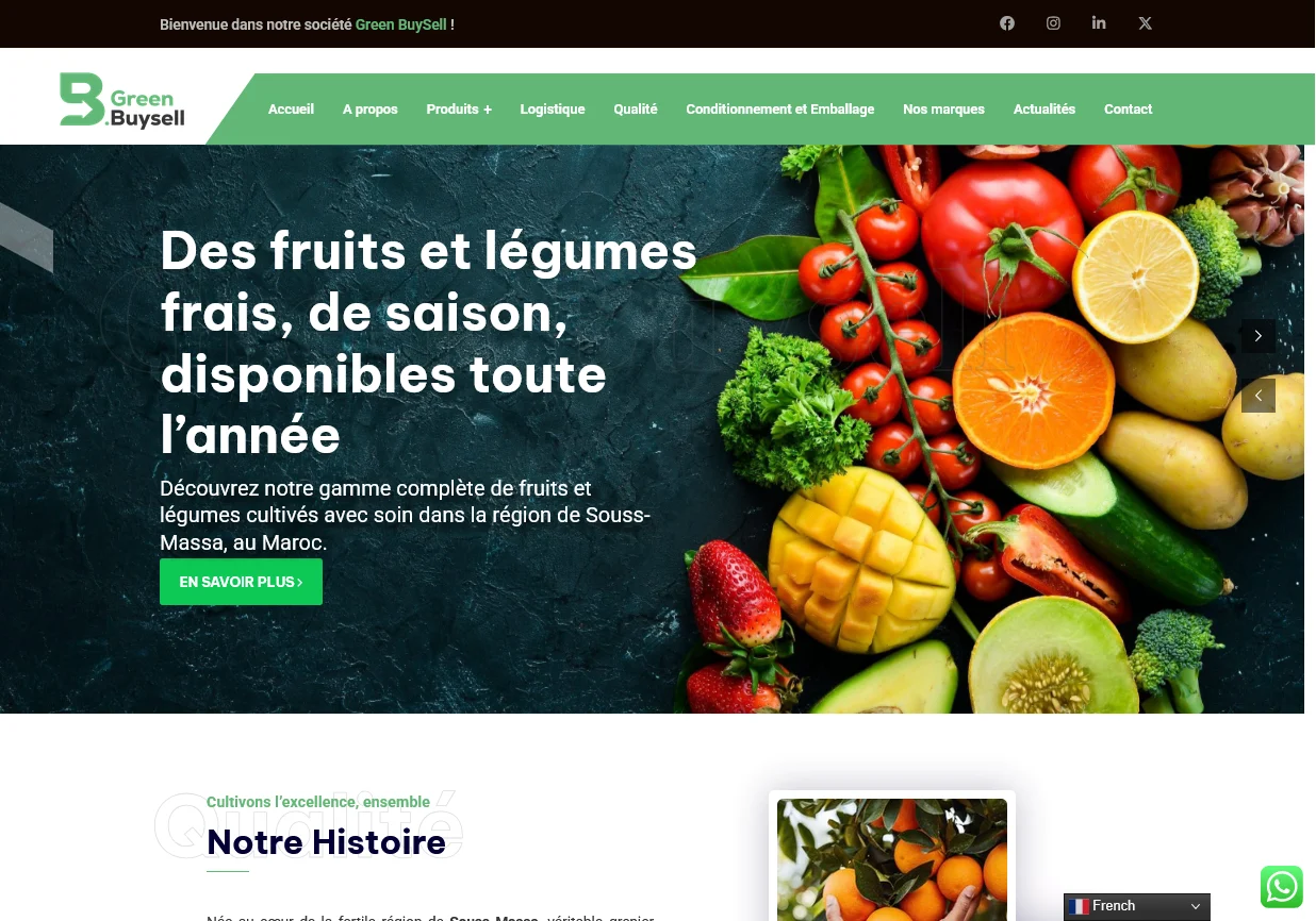 Capture du site Green BuySell réalisé par Agadir Concept