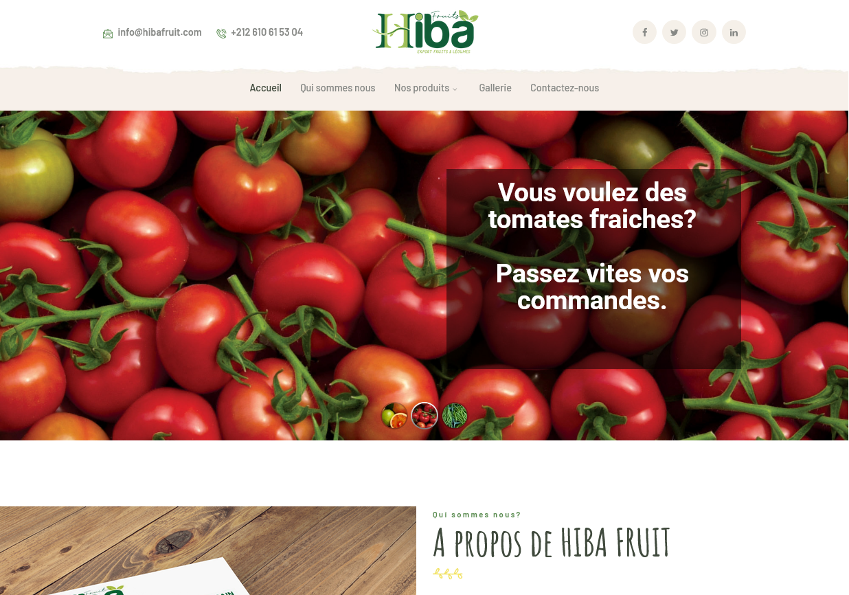 Capture du site Hiba Fruit réalisé par Agadir Concept