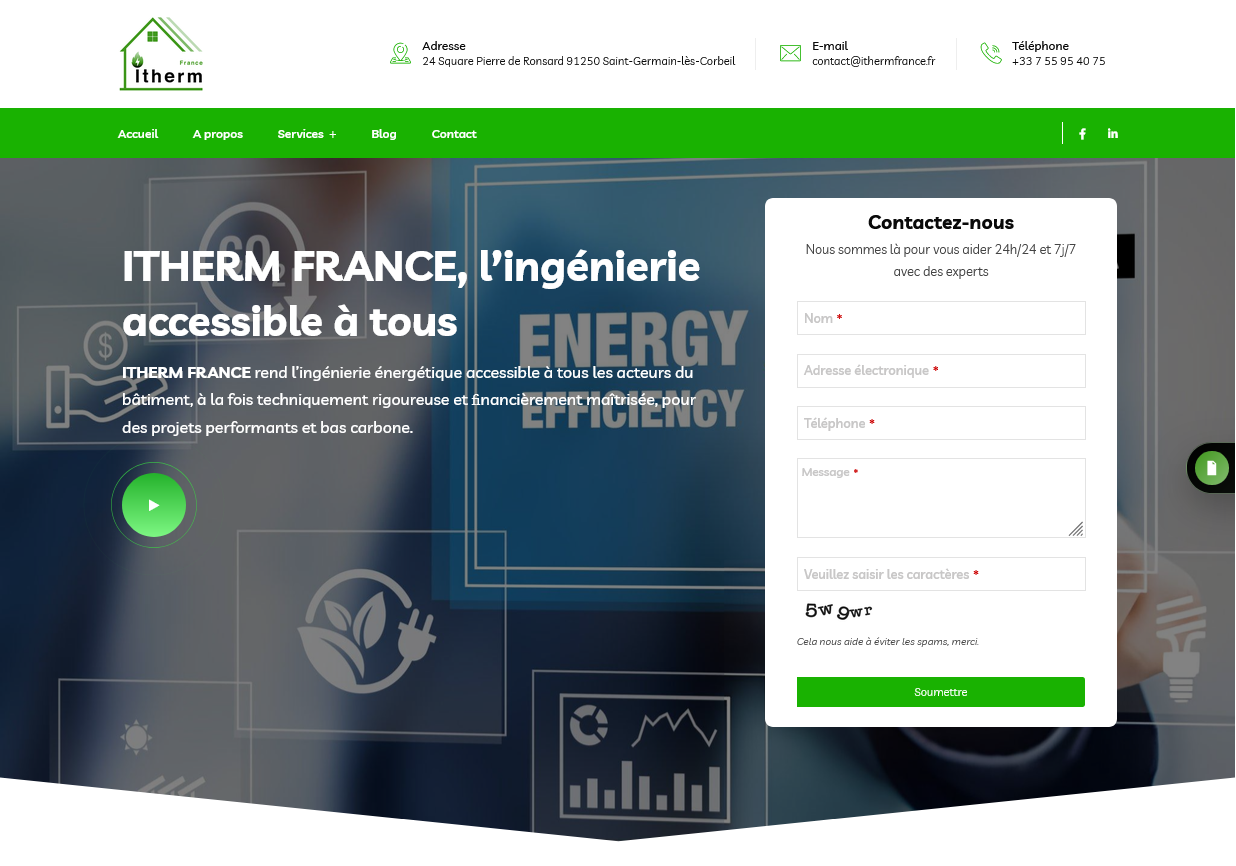 Capture du site ITHERM France réalisé par Agadir Concept