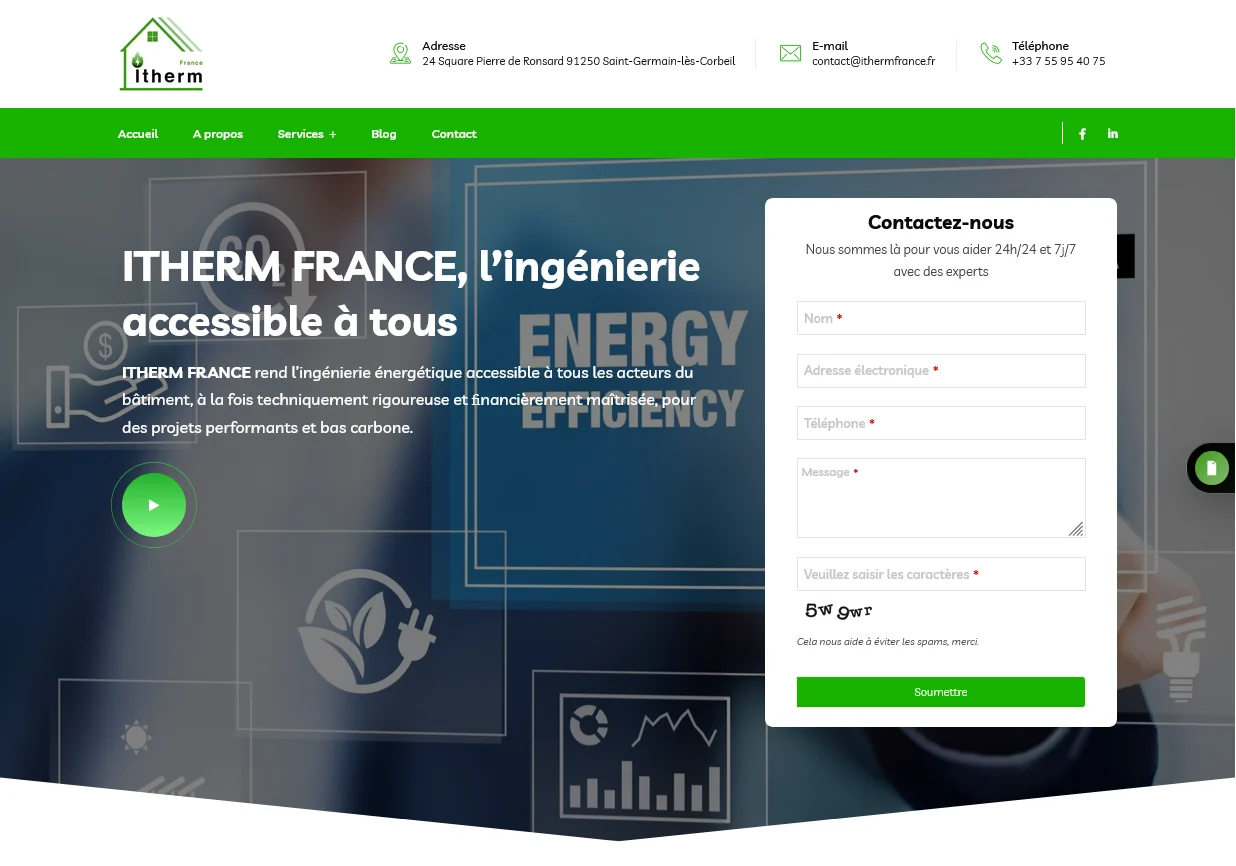 Capture du site ITHERM France réalisé par Agadir Concept