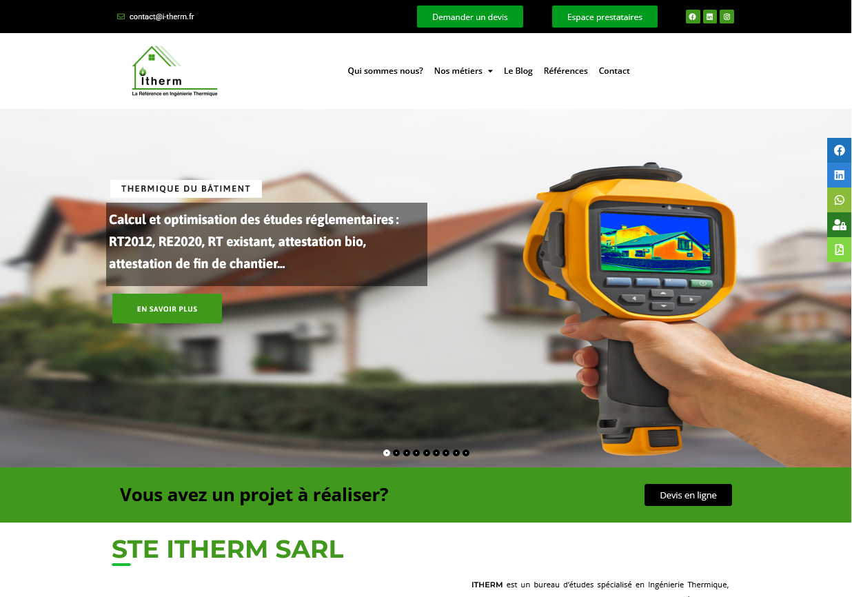 Capture du site ITHERM réalisé par Agadir Concept