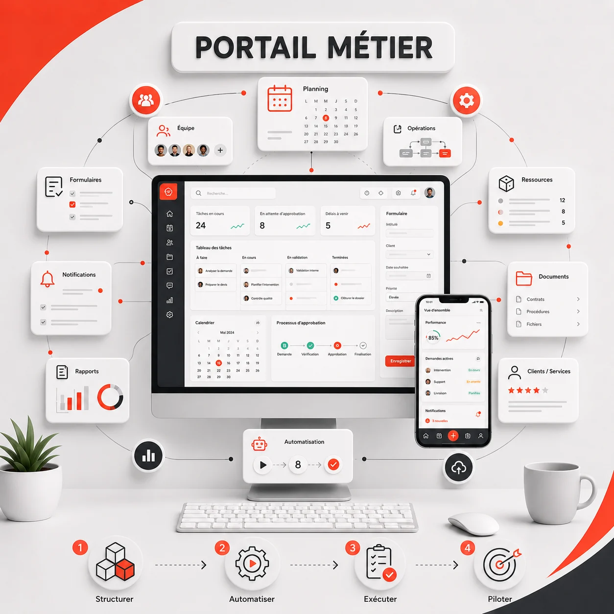 Portail métier sécurisé avec espaces personnalisés selon les utilisateurs