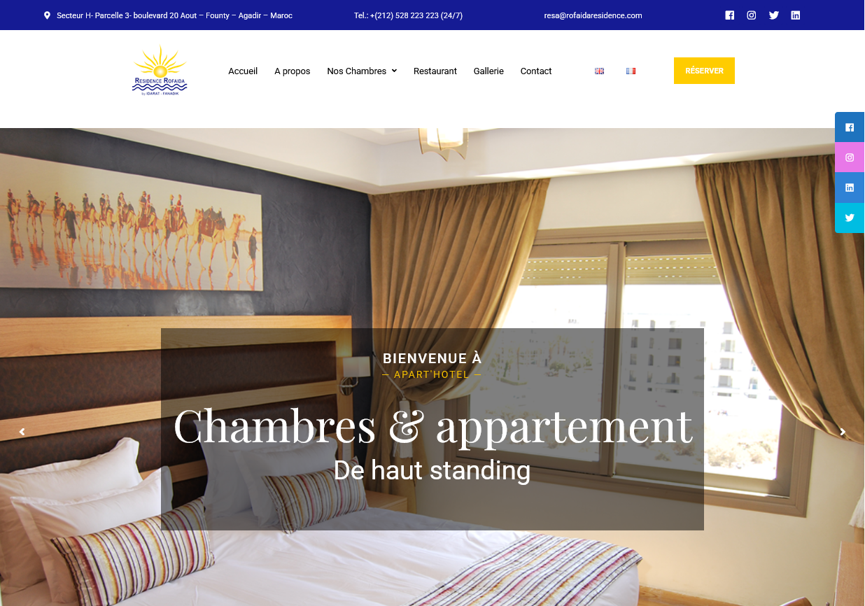 Capture du site Résidence Rofaida réalisé par Agadir Concept