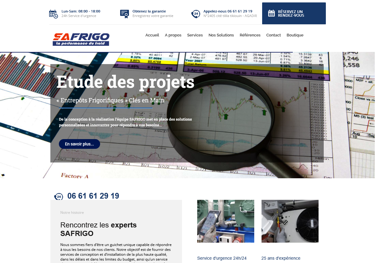 Capture du site SAFRIGO réalisé par Agadir Concept