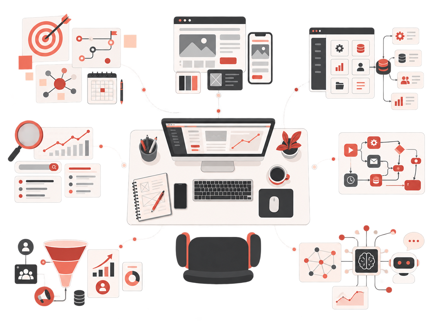 Pilotage global d’un projet digital : stratégie, web, applications métier, automatisation, SEO et IA