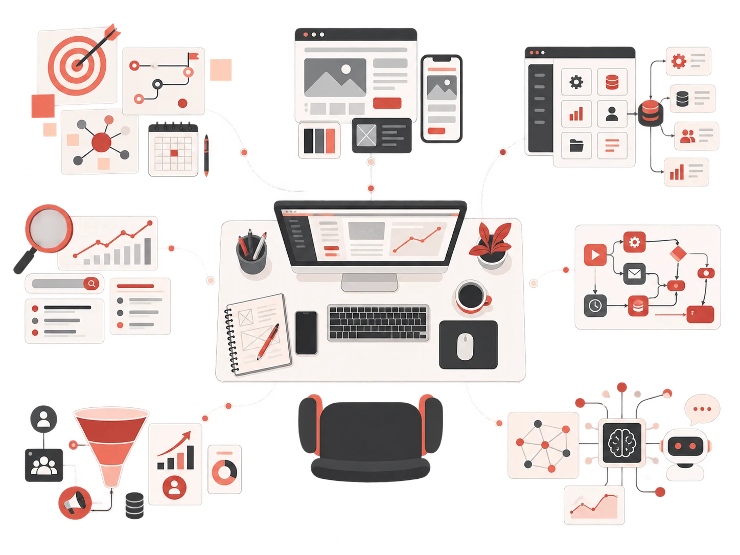Pilotage global d’un projet digital : stratégie, web, applications métier, automatisation, SEO et IA