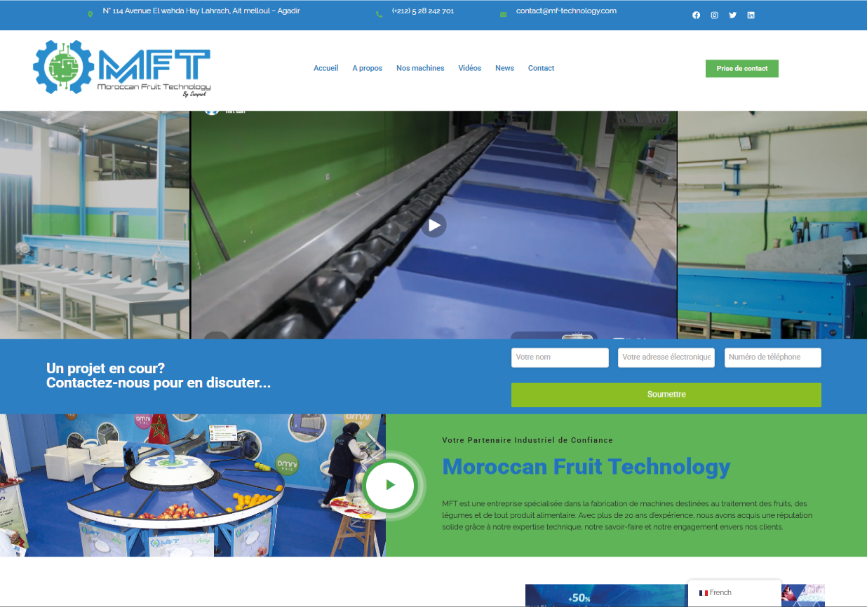 Capture du site Moroccan Fruit Technology réalisé par Agadir Concept