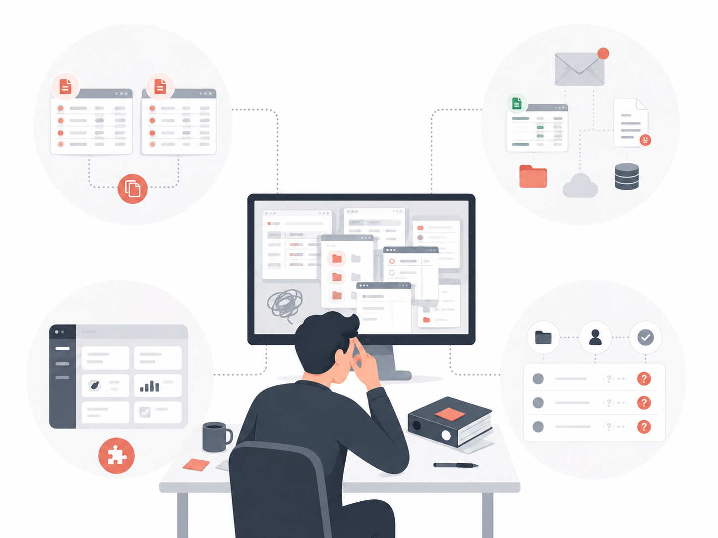 Processus métier dispersé entre Excel emails documents et logiciels différents
