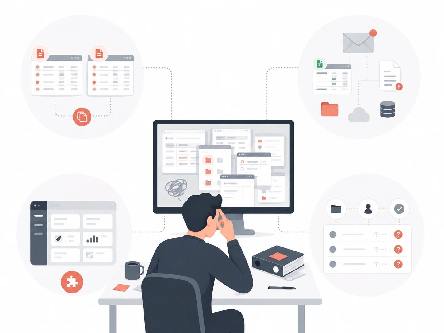 Processus métier dispersé entre Excel emails documents et logiciels différents