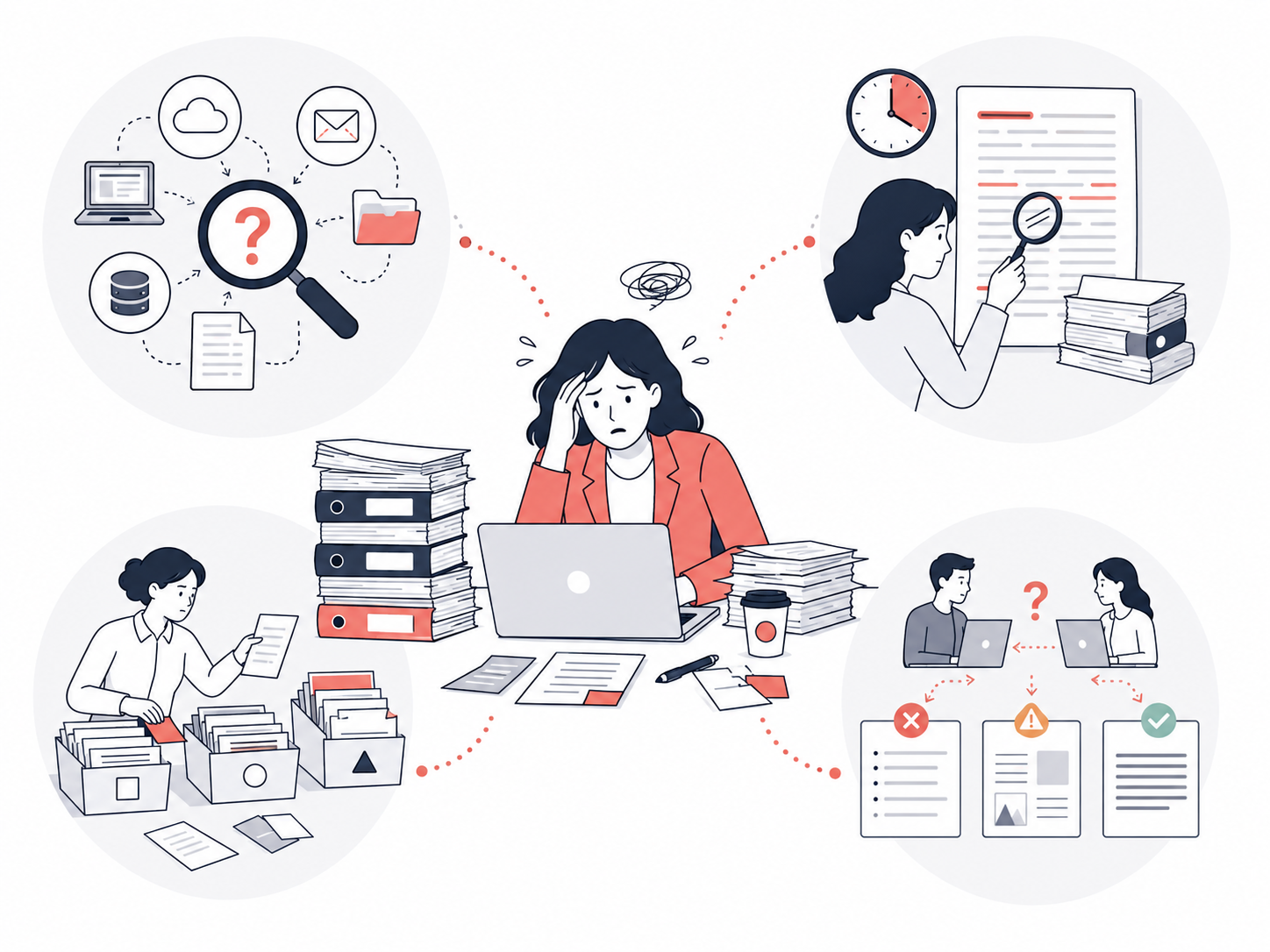 Environnement digital dispersé avec outils redondants processus manuels et priorités difficiles à identifier
