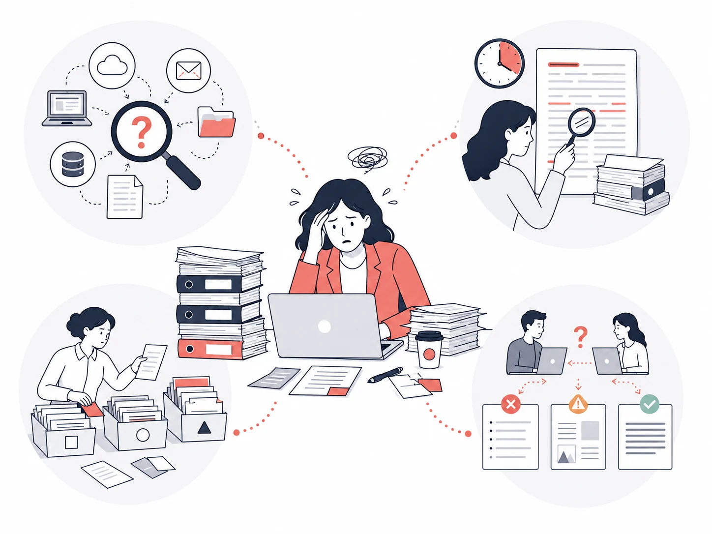 Environnement digital dispersé avec outils redondants processus manuels et priorités difficiles à identifier