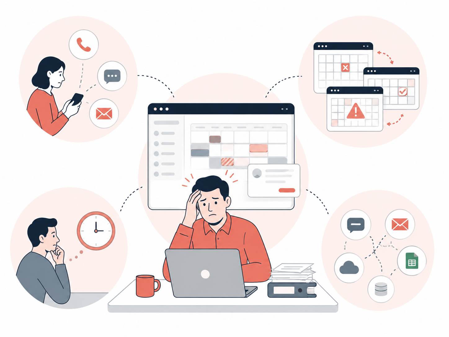 Réservations dispersées entre téléphone messages et calendriers
