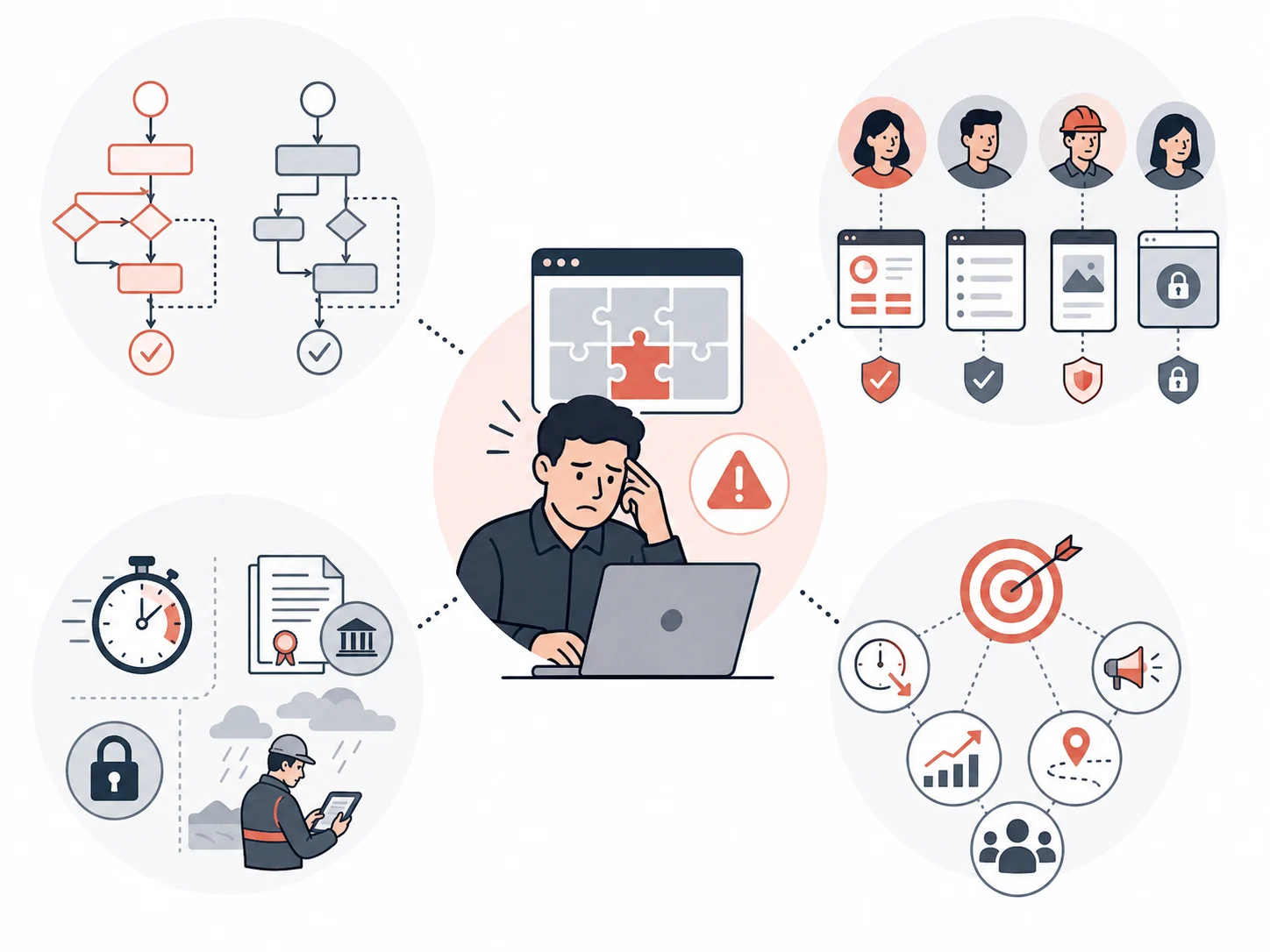 Outils digitaux génériques mal adaptés à des processus métier et utilisateurs différents