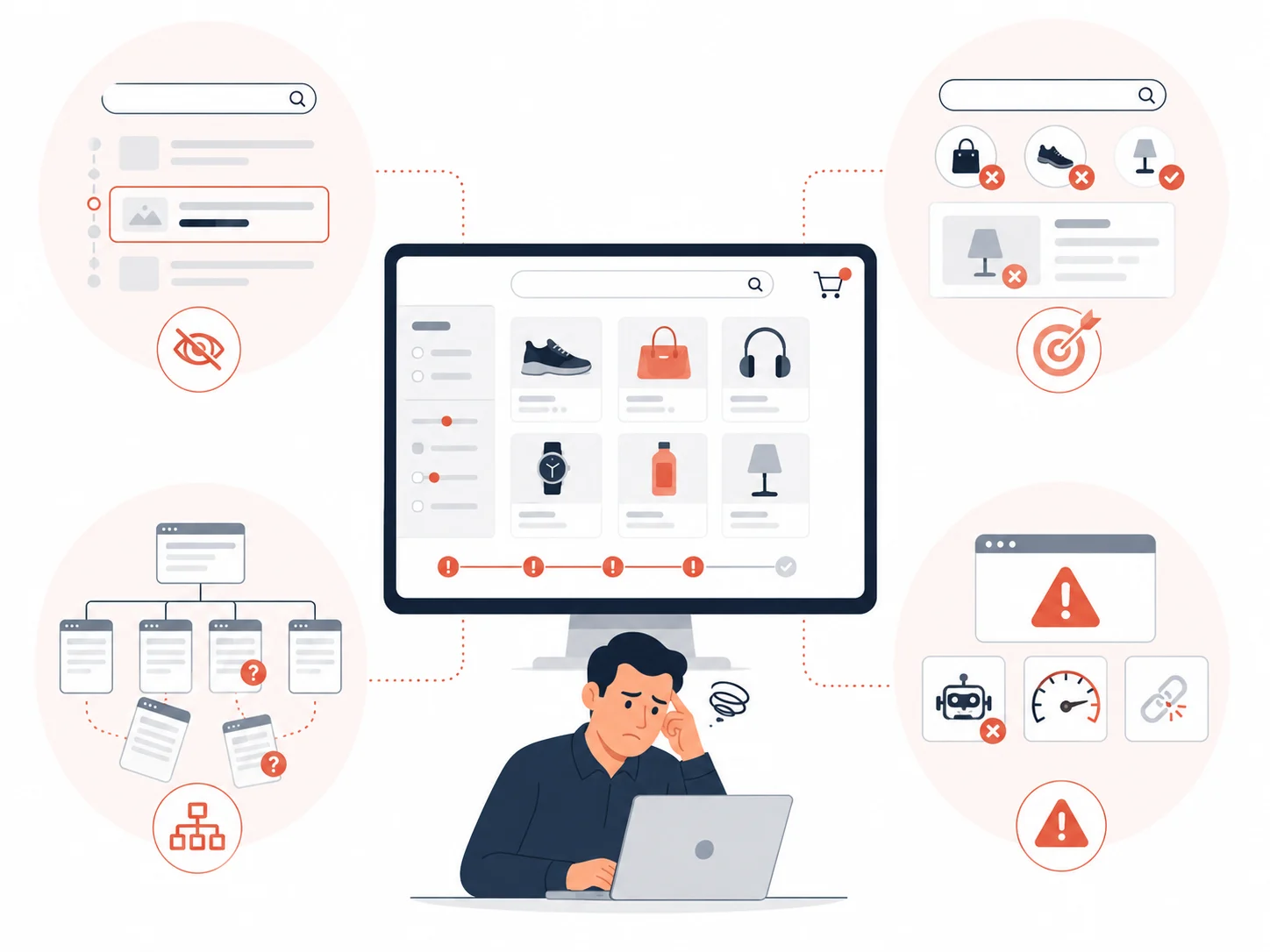 Site peu visible sur Google avec contenus mal ciblés structure confuse et obstacles techniques