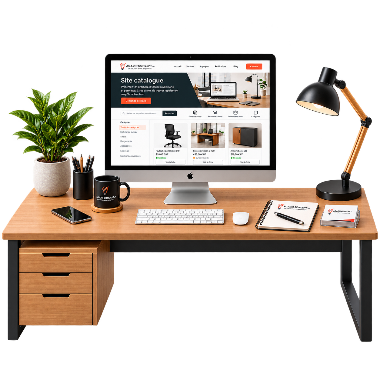 Exemple de site catalogue professionnel avec catégories et filtres