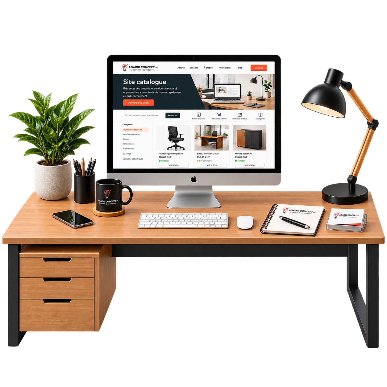 Exemple de site catalogue professionnel avec catégories et filtres