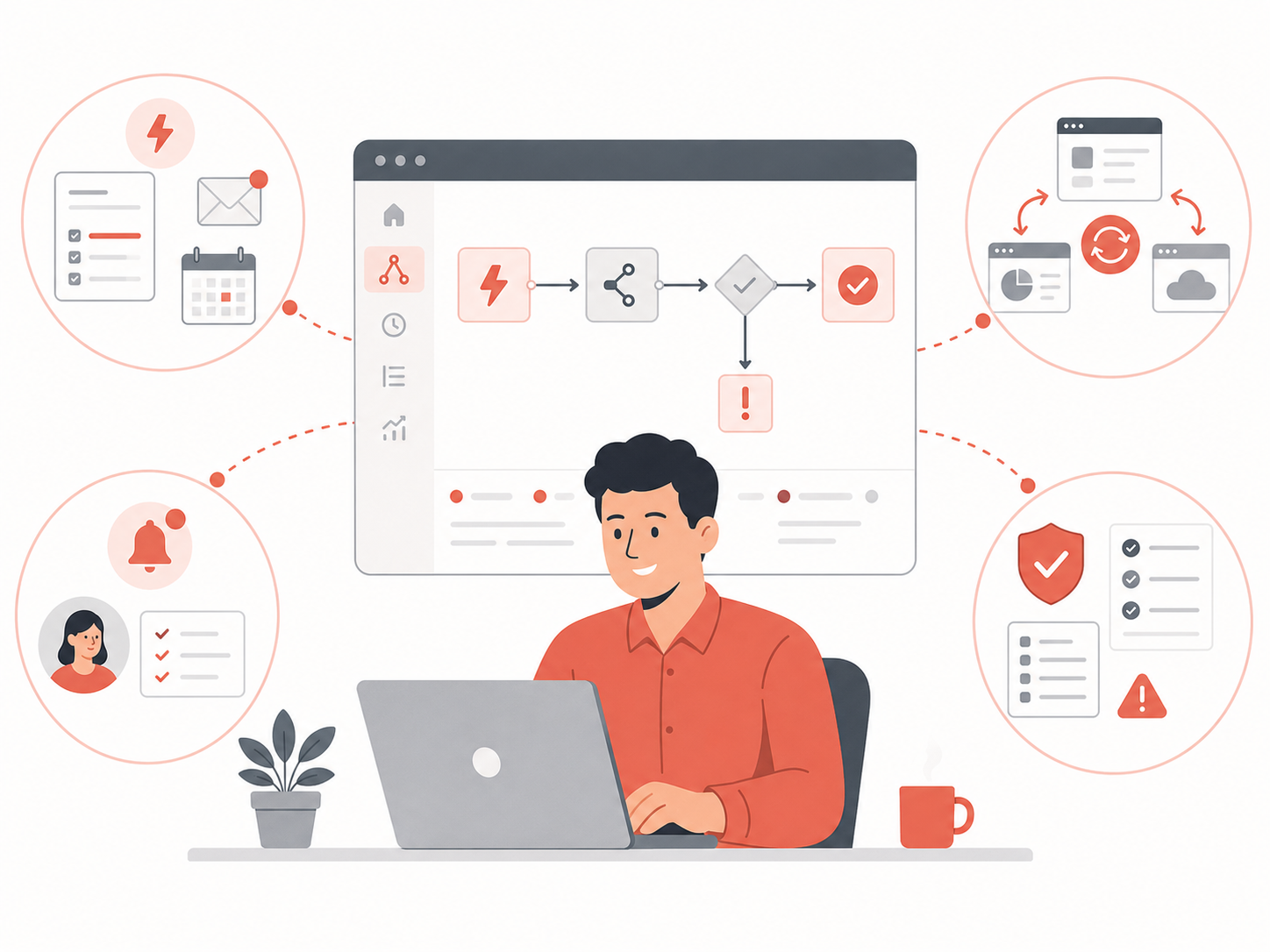 Workflow automatisé avec déclencheur règles contrôle des données et actions connectées
